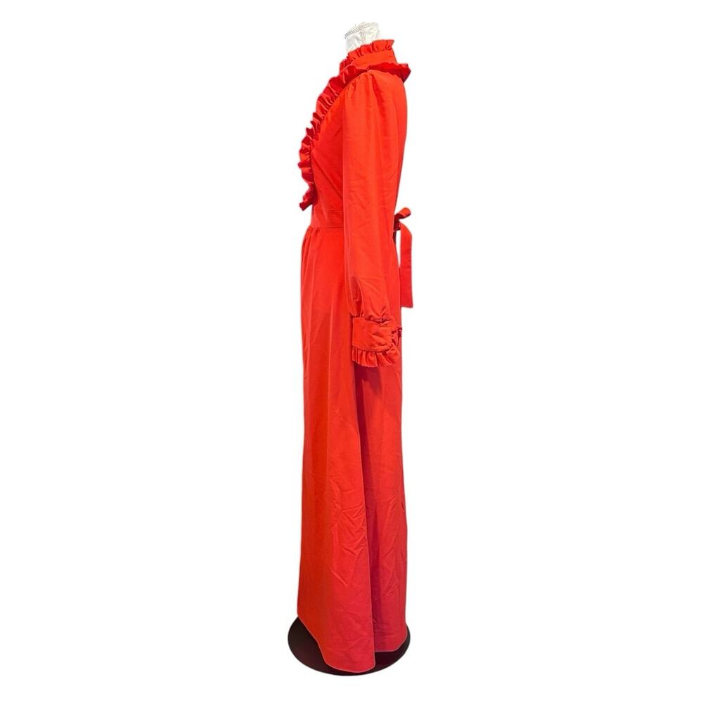 Vintage 70s JC Penney Red Ruffle Maxi Dress Sz M - Picture 4 of 16